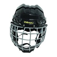 Ioensy - Casco De Hockey Negro Con Barbilla Casco De Patinaje Sobre Hielo Para Entrenamiento Competición L