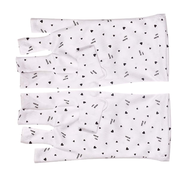 2x Guantes de manicura Guantes de protección solar con patrón de corazón Guantes de conducción sin dedos portátiles duraderos Guantes de protección , pequeño Corto