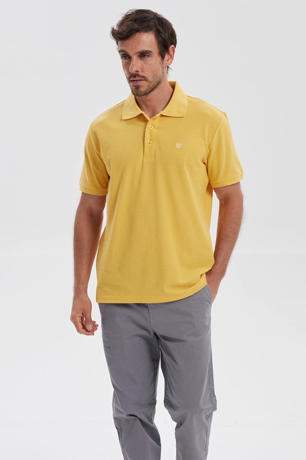 Fashionspark - Polera Hombre Piqué Básica Lisa Naranjo