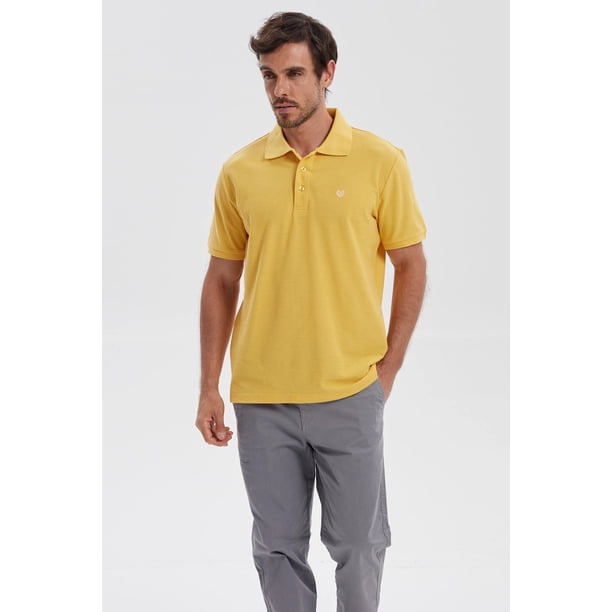 Polera Hombre Piqué Básica Lisa Naranjo