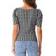 thumbnail image 3 of INSPIRA CHIC Blusa de trabajo Houndstooth para mujer de manga corta con cuello cuadrado Blusas casuales, 3 of 6