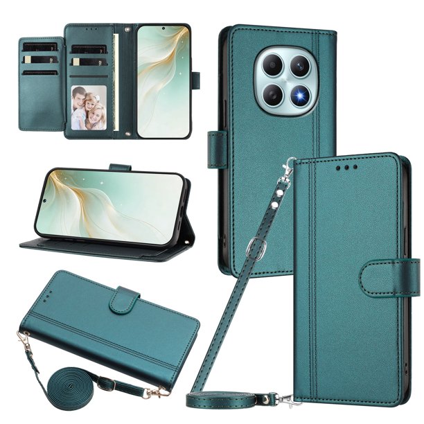Funda Tipo Libro para Xiaomi Redmi Note 15 4G/5G, Tapa con Imán, Verde Oscuro