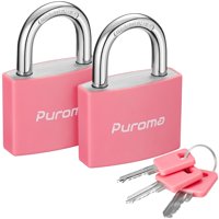 Candado Con Llave Padlock Puroma Lock, 43 Mm, Aluminio, Paquete De 2 Unidades, Color Rosa