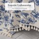 thumbnail image 3 of Cortina de ducha AmazerBath 183 cm azul marino con flores y borlas, 3 of 7
