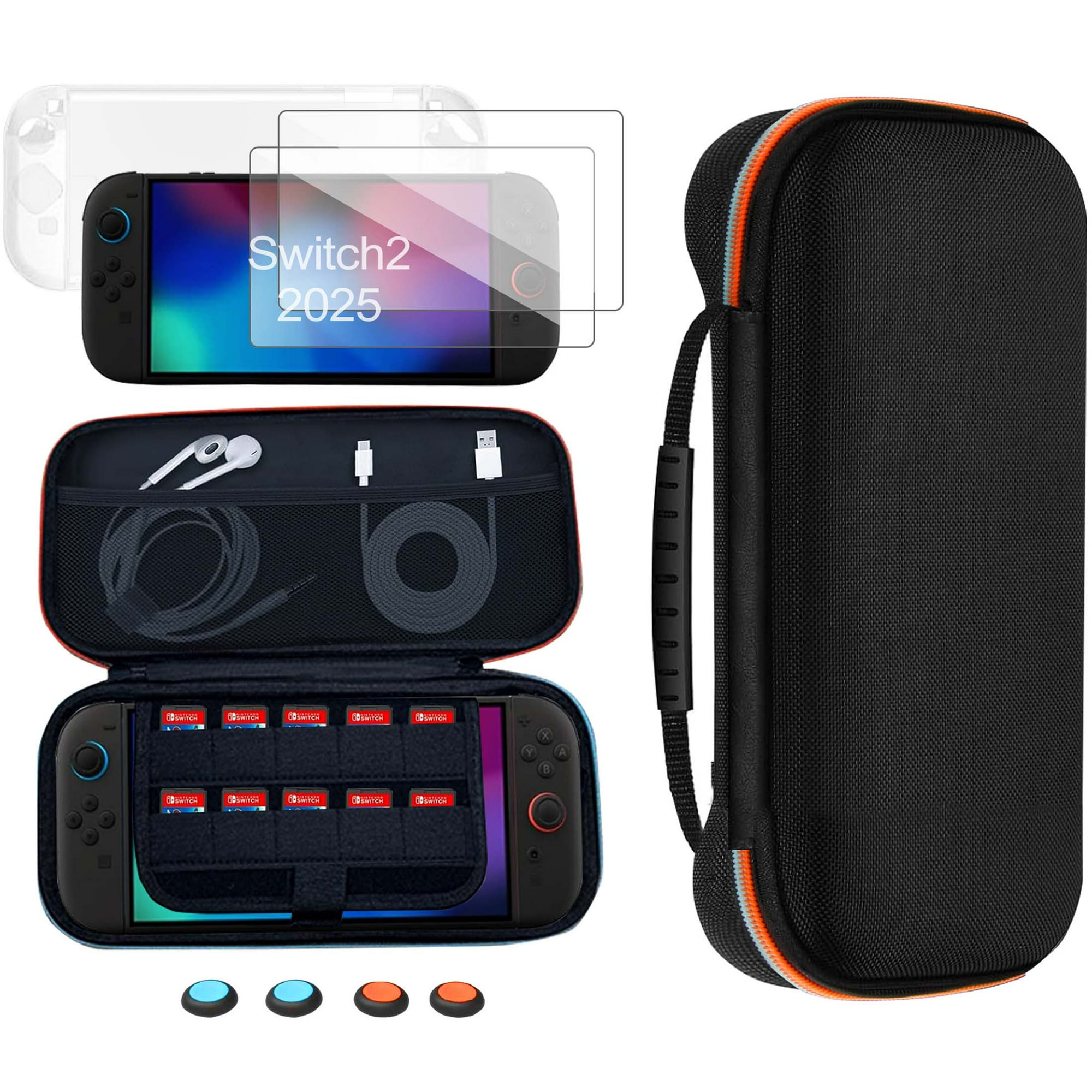 Genérico - 10-en-1 Estuche Para Nintendo Switch 2, Funda De Viaje Portátil Con Estuche Protector Desmontable, 2 Protectores De Pantalla Y 8 Topes Analógicos