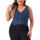 thumbnail image 1 of Chaleco de mezclilla sin mangas con cuello en V y botones para mujer de talla grande Agnes Orinda, para escuela o universidad, chaqueta casual de jean 4X azul, 1 of 6