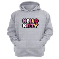 Genérico - Polerón Canguro Gatita Kitty Gris Claro Talla Xs Unisex