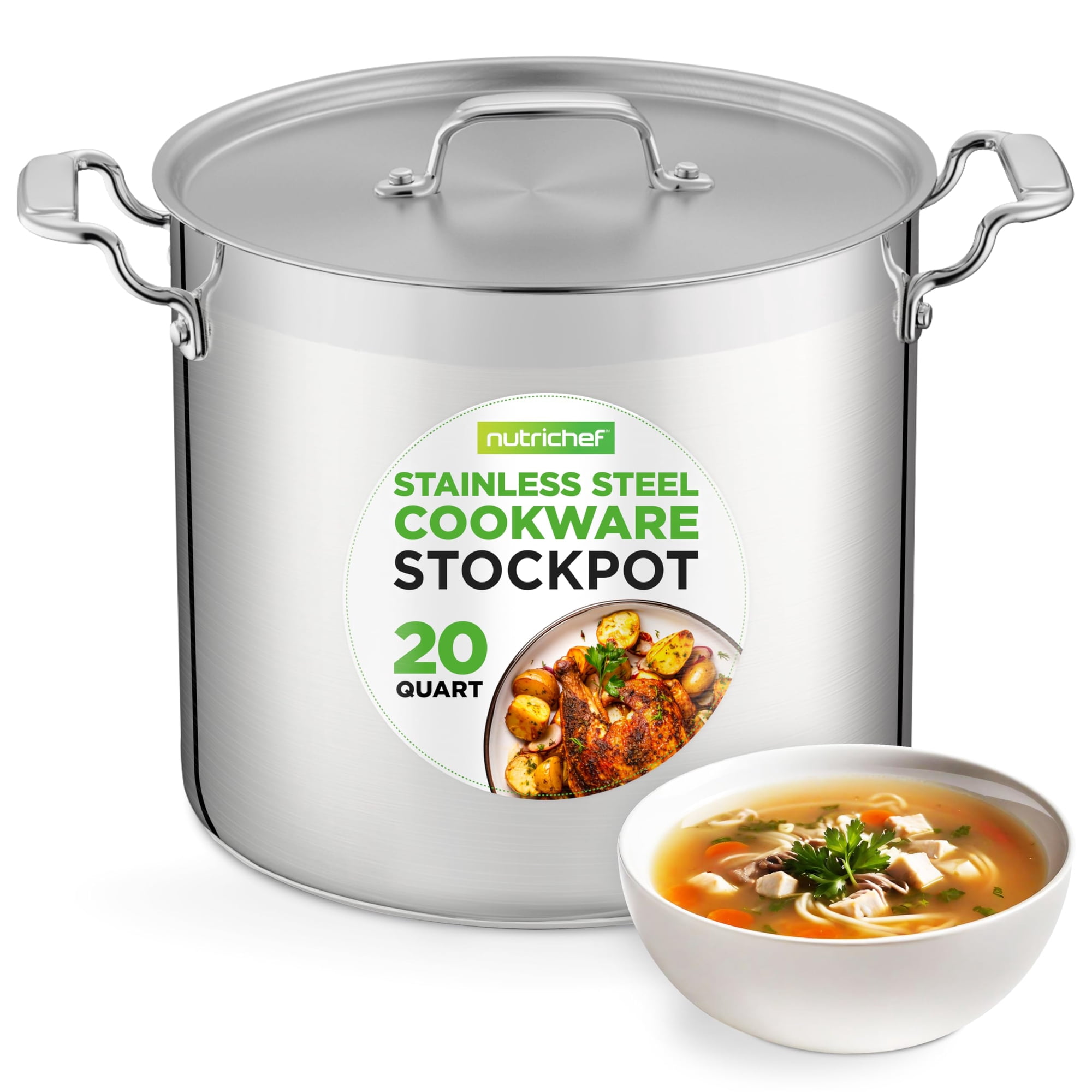 Stockpot Nutrichef, 20 Cuartos De Galón, Acero Inoxidable De Alta Resistencia