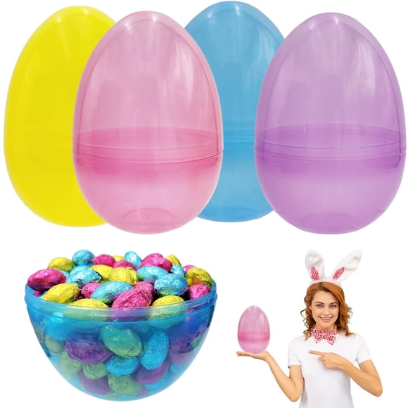 Huevos de Pascua masivos de The Dreidel Company, 20 cm, translúcidos, paquete de 4