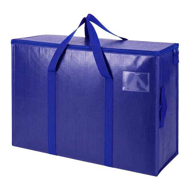 REGALWOVEN 4 Paquetes de Almacenamiento de Ropa, Bolsas de Almacenamiento Plegables, Bolsas de Mudanza para Organizar Dormitorio, Organizadores de Armario y Almacenamiento con Asas Azul 27*10.5*17.5in