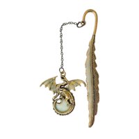 Magideal - Marcapáginas De Metal Vintage Con Diseño De Dragón Con Plumas, Fantasía Que En La Oscuridad, Ideal Para Amantes De La Lectura. , Antiguo Dorado