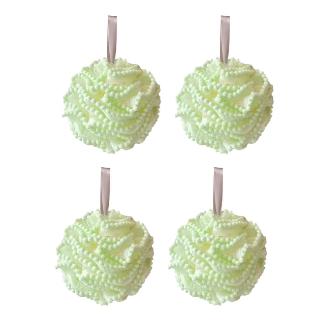 4 esponjas exfoliantes de tejido familiar para ducha, bolsa de red, cepillo para bañera, bola exfoliante, cara, cuerpo, bacinilla, espuma rica
