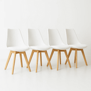 Klik Muebles - Pack De 4 Sillas Tulip Acolchadas Blancas