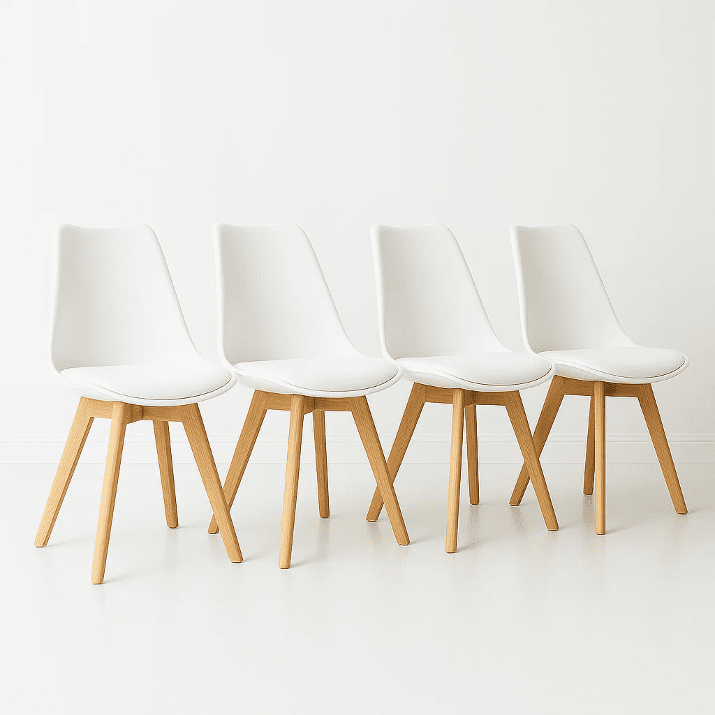 Klik Muebles - Pack De 4 Sillas Tulip Acolchadas Blancas