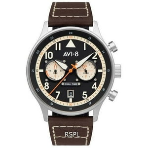 Avi-8 - Reloj Doble Hora Hawker Hurricane Carey, Negro Manston, Cuarzo - Av-4088-01 Para Hombre