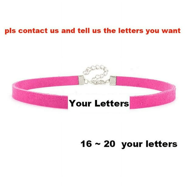 Hot Sexy Rose Red Suede Leather Collar Rhinestone Letters Choker Harajuku DIY Customized Necklaces Lovers BDSM Cosplay Jewelry