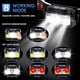 thumbnail image 4 of LHKNL linterna frontal recargable, 1200 lúmenes, sensor de movimiento superbrillante, 2 paquetes de faros LED impermeables con luz blanca y roja, 8 modos de faros para acampar, andar, correr, pescar, 4 of 6