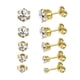 thumbnail image 1 of Juego de aretes de circonita cúbica redonda con diamantes de imitación chapados en oro de 14 quilates para mujer (5 pares), 1 of 5