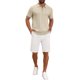 thumbnail image 2 of INSPIRA CHIC Regreso a Clases Polo de Punto para Hombre con Cremallera Cuarto de Manga Corta Textura Acanalada Top Casual M Beige, 2 of 6