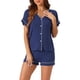 thumbnail image 1 of INSPIRE CHIC Conjunto de Pijama de Modal para Mujer Manga Corta Estampado de Estrellas Camisa Abotonada y Shorts Conjunto de Ropa de Casa 2XL Azul Marino, 1 of 6