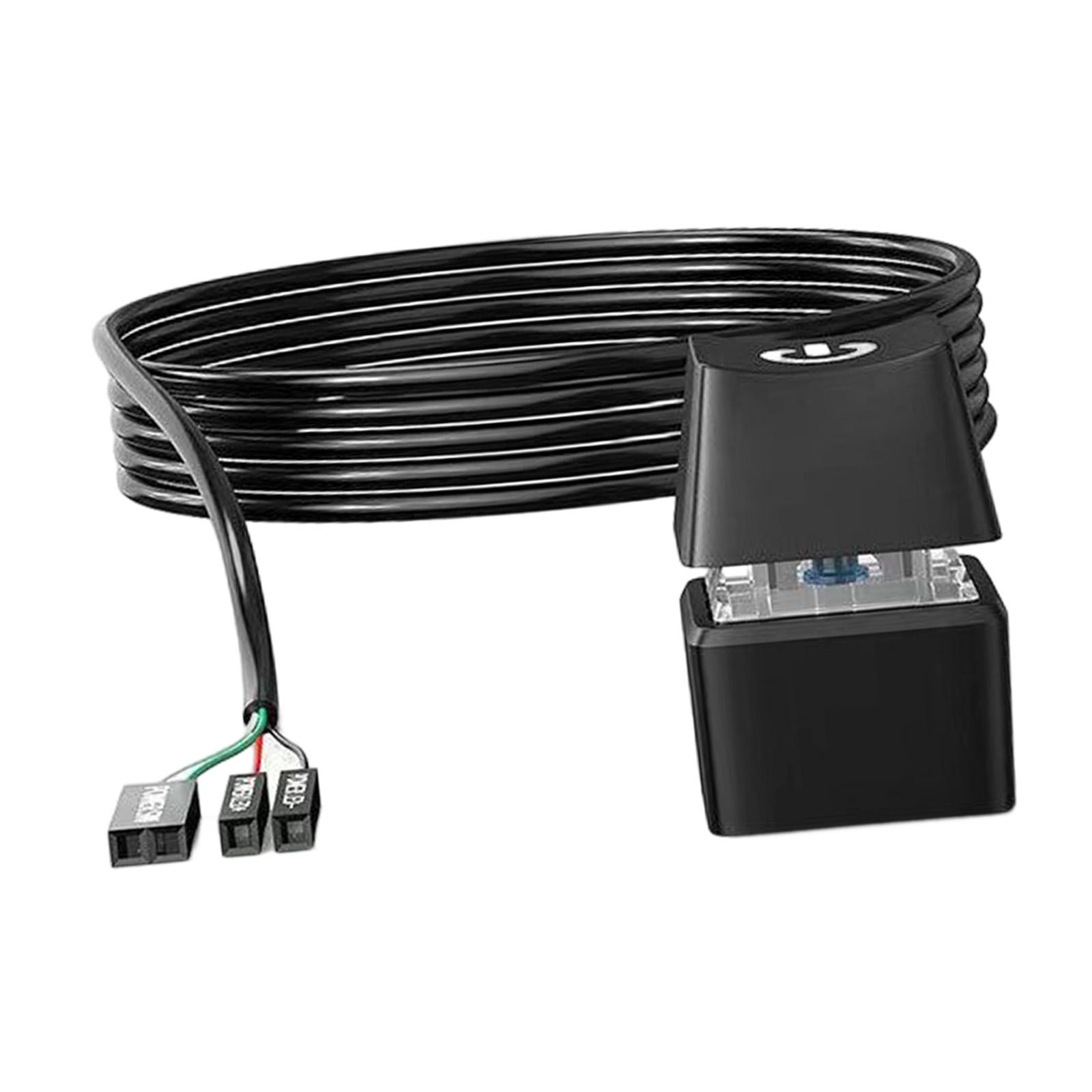 Magideal - Interruptor Móvil De Escritorio Botón De Encendido Y Apagado De Pc De Escritorio Portátil Con Indicador De Luz Led Botón De Interruptor Remoto Externo Cable De 5 M