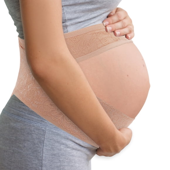 Banda de embarazo única para mujeres embarazadas, cinturón de maternidad transpirable, banda de soporte ajustable para el vientre de embarazo, talla X-Large, color albaricoque