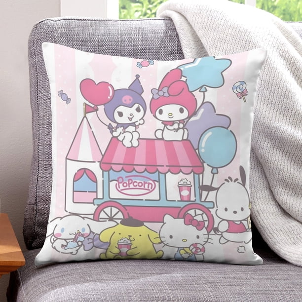 Sanrio Fundas de almohada de terciopelo con tema, regalos de funda de almohada, decoración para el hogar, cojín de lanzar, regalo de cumpleaños para fans y parejas.50*50cm.