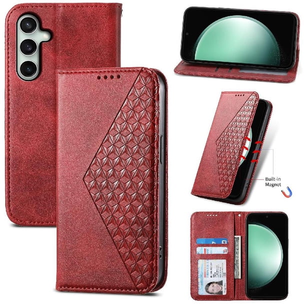 Funda Flip FOXDOCK para Samsung Galaxy S25 FE , Estilo Billetera con Diseño Rombo, Correa de Mano y Soporte, Uso Diario