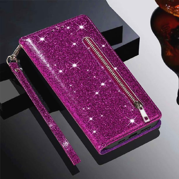 Funda para FOXDOCK Elegante funda Samsung Galaxy A15 Glitter con cremallera-Ideal para el uso diario