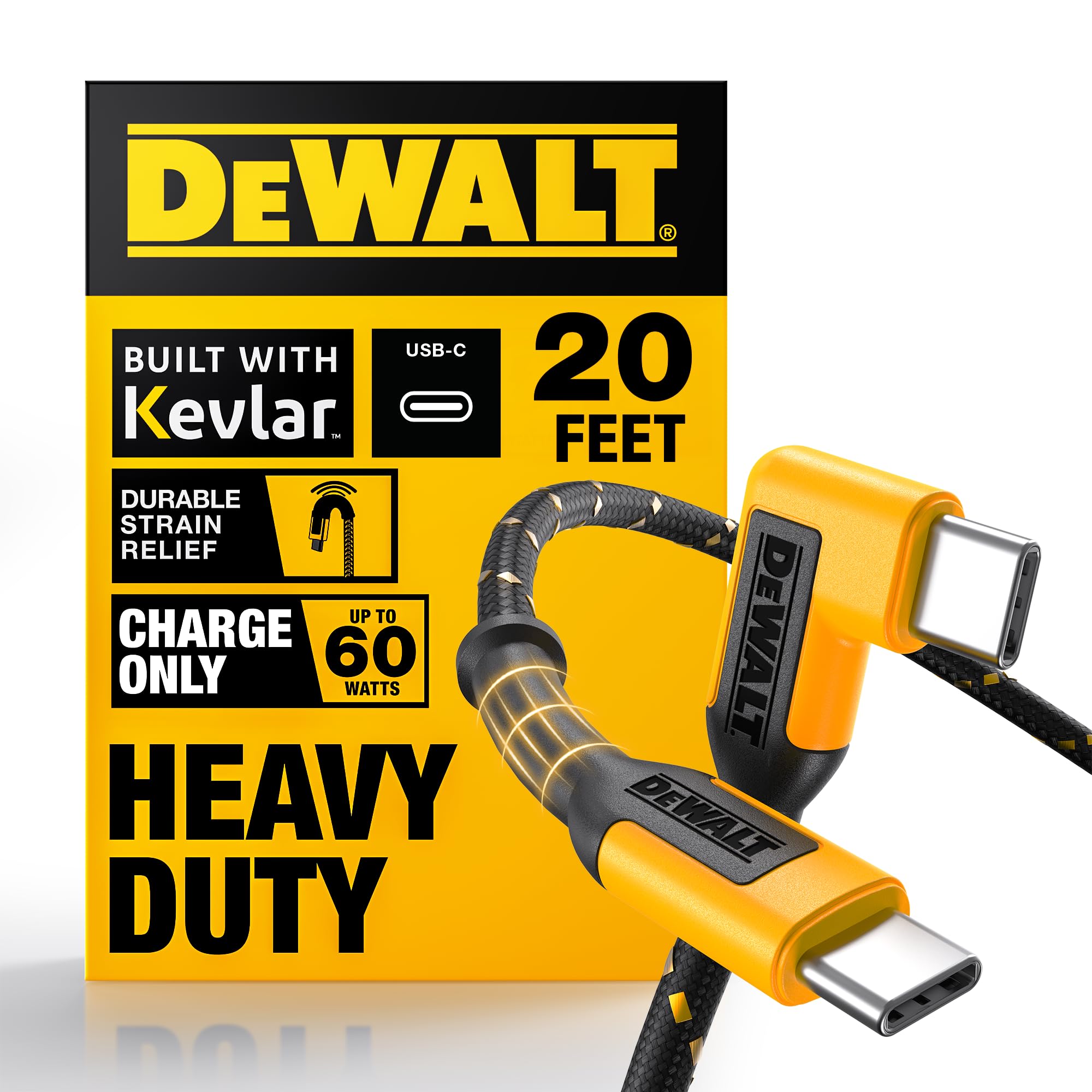 Cable De Carga Dewalt Heavy Duty Usb C, 6 M, 60 W, Extra Largo