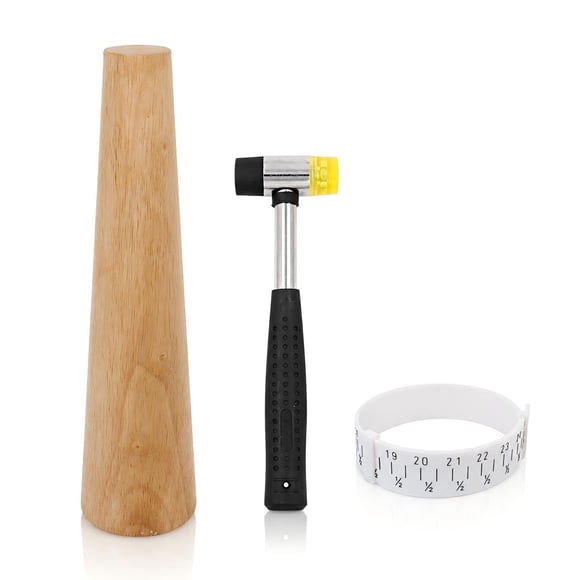Kit HEYMOUS de mandril de madera para pulseras, martillo de goma y medidor de muñeca
