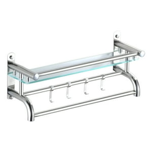 Estante Organizador Baño Acero Inoxidable Vidrio Toallero