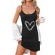 thumbnail image 1 of INSPIRE CHIC Camisón de Mujer con Lazo Estampado Lindo de Verano sin Mangas Camisón Camiseta de Dormir Camiseta de Tirantes XL Corazón Negro, 1 of 6