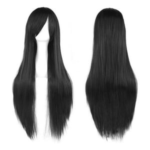 Genérica - Peluca Natural Largo Y Liso Cosplay Mujer Dama 80 Cm Negro