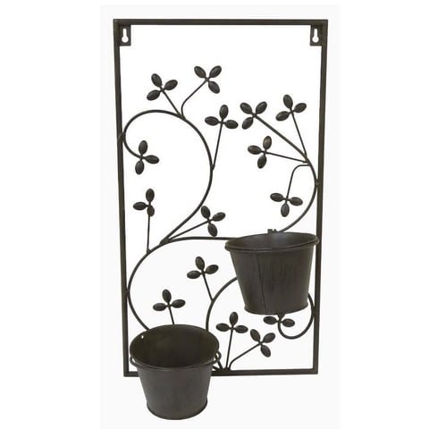 Bric - Macetero Colgante Metálico Flores Negro