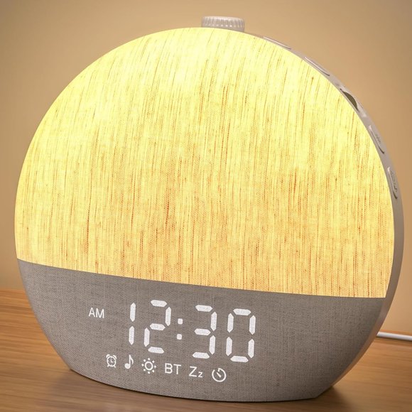 Reloj despertador LIORQUE Luz de Despertar con altavoz Bluetooth