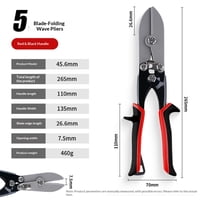 Xusx111 - 5 Blade Sheet Metal Tools, Duct Crimping Tool Downspout, Stove Pipe, Stainless Steel, Ventilation Duct Systems, Hvac Sheet Metal Crimper Efficient Pipe Crimper