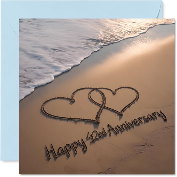 Tarjeta de felicitación Stuff4 para el 42 aniversario de Love on the Ocean Shore