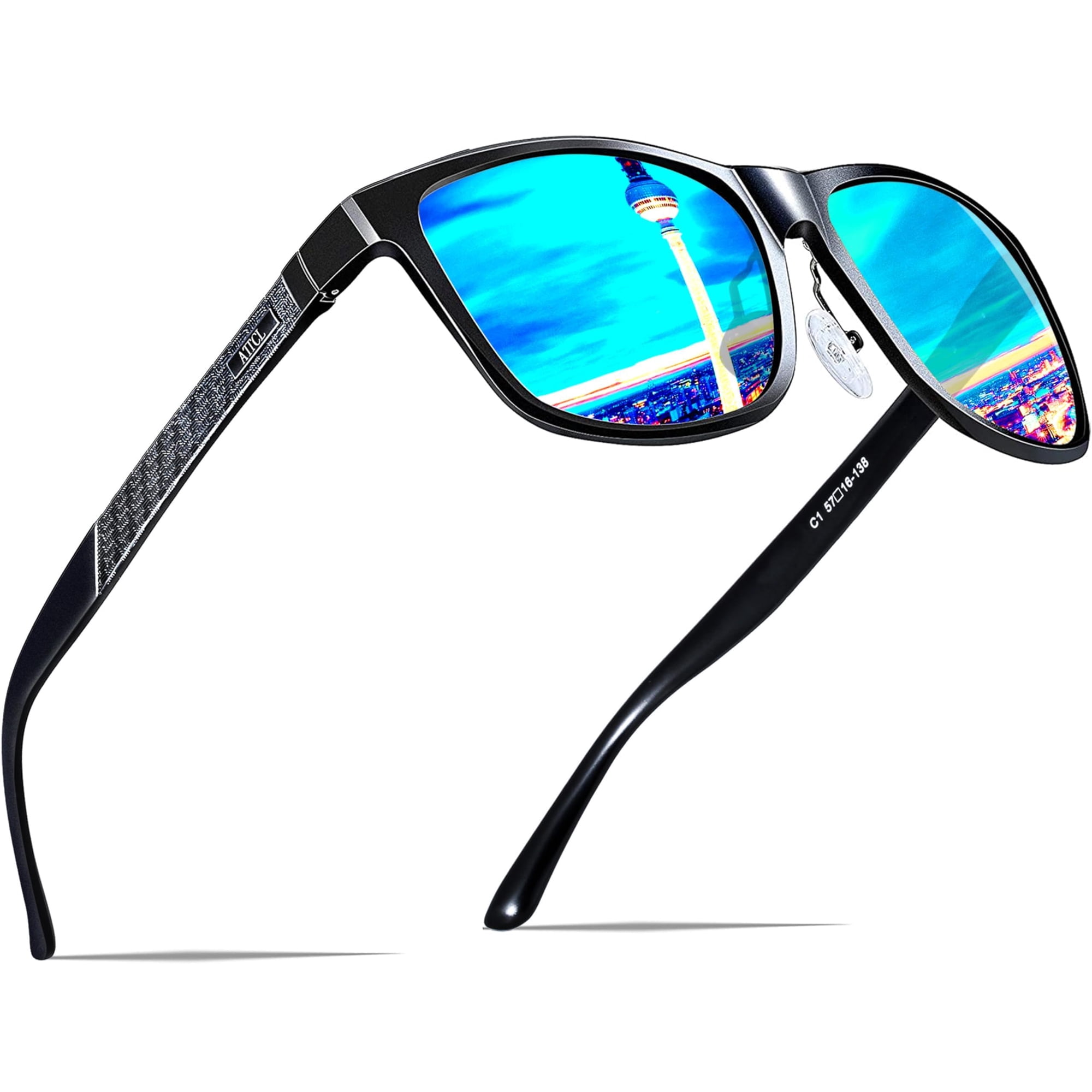 Gafas De Sol Attcl Retro Con Montura Metálica Polarizada 18587 Azul Para Hombre