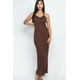 thumbnail image 1 of Saronite Vestido Largo Básico Ajustado con Tirantes de Espalda Nadadora, Color Café (para Mujer), 1 of 4
