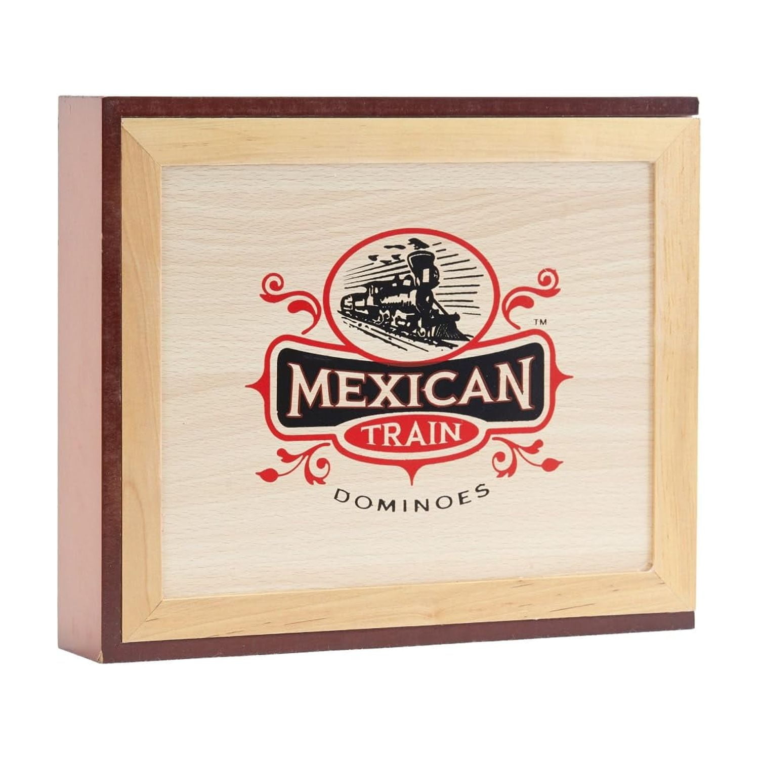 Front Porch Classics - Juego De Dominó Mexican Train, Caja De Madera Clásica Para Porche Delantero