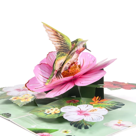 Tarjeta de Felicitación Joyvine 3D Pop‑Up Colibrí y Flor