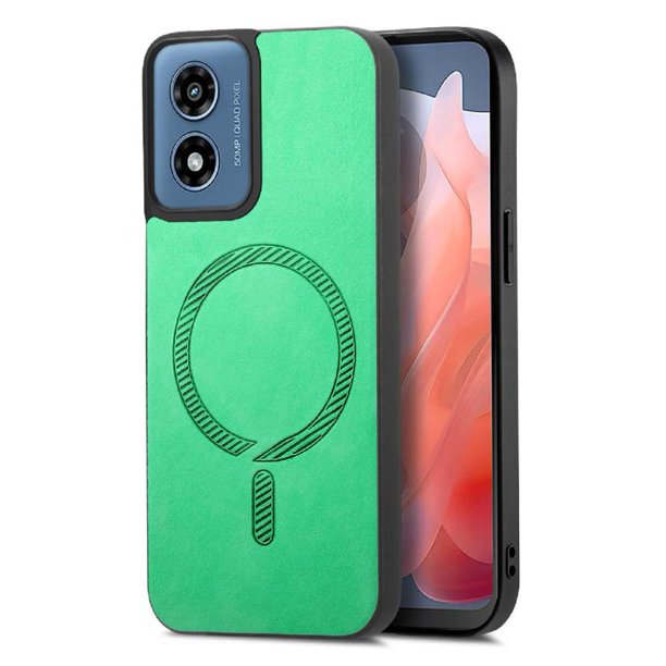 Magnetic Slim Case for Motorola Moto G Play 2024 4G with Camera Guard & Anti-Scratch Back Green