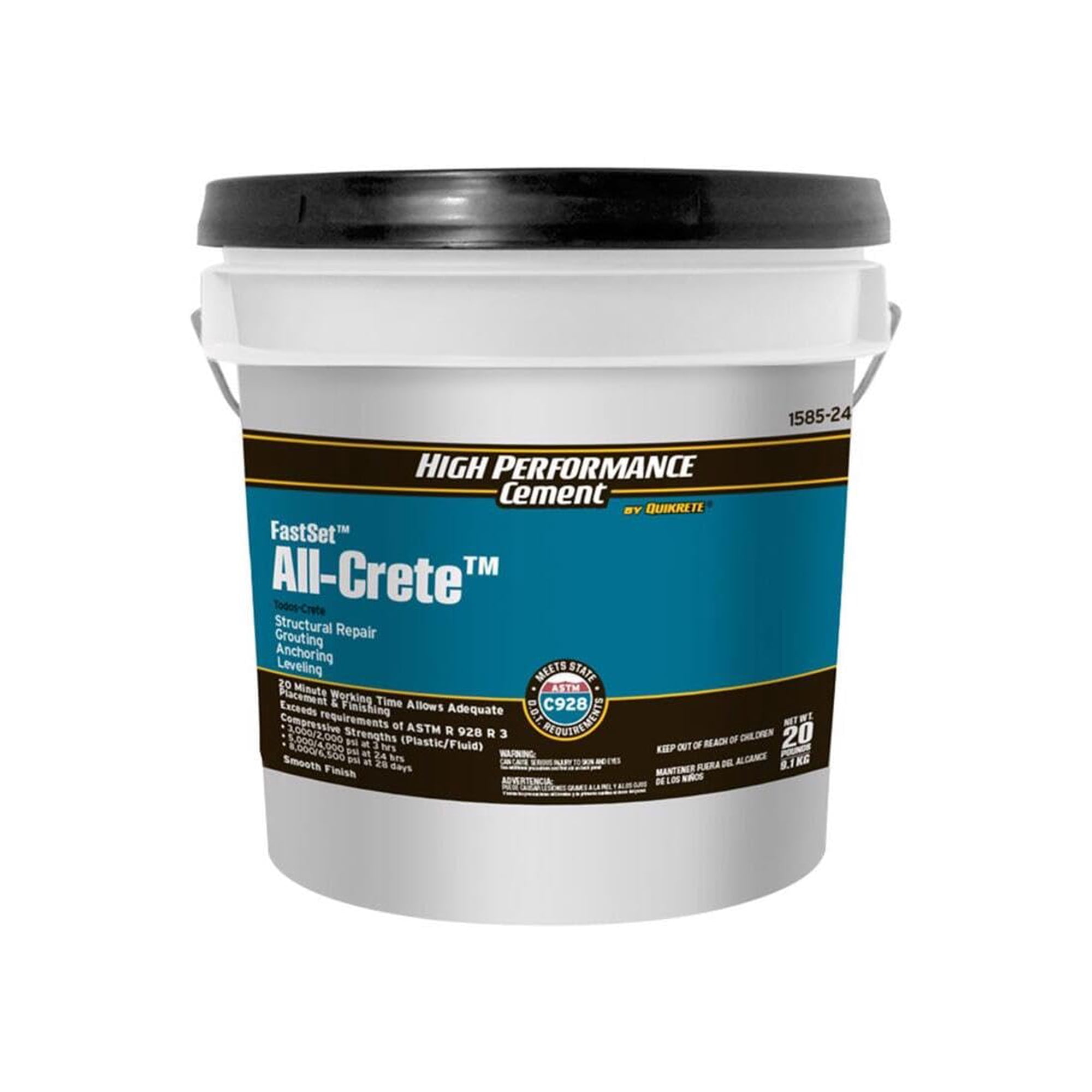 Cement Quikrete Fastset All-crete 9,07 Kg Para Reparación De Concreto