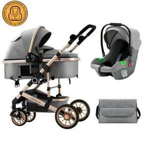 Coche Cuna Con Silla Nido Y Accesorios Lubabycas Gris