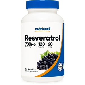 Suplemento Nutricost Resveratrol 700 Mg 120 Cápsulas