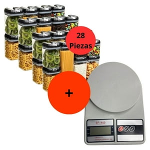 Genérico - Set 28 Contenedores + Balanza Digital Bascula Gramera Cocina