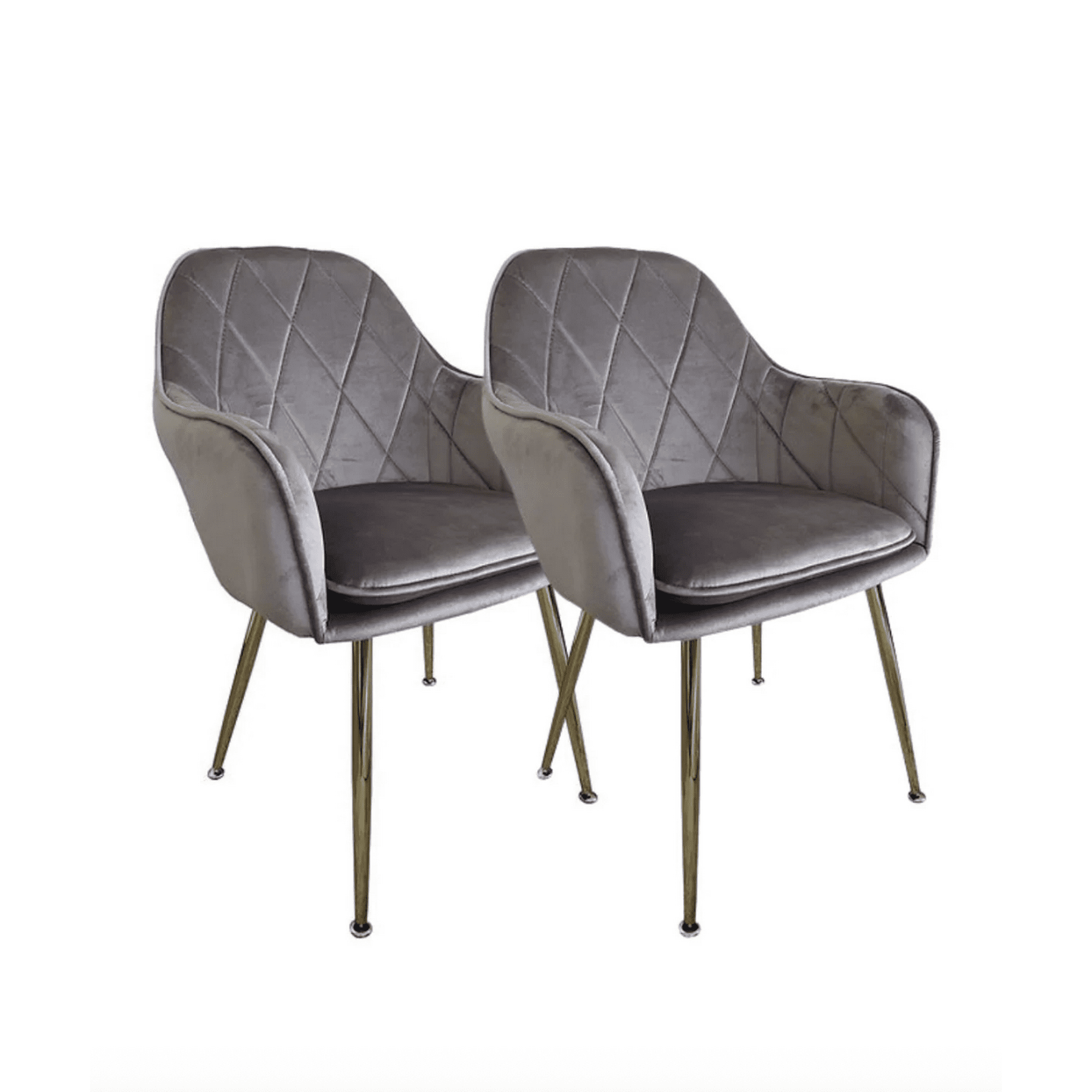 Habita2 Chile - Pack 2 Poltronas Base Dorada Velvet Lux - Gris
