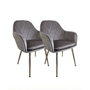 Habita2 Chile - Pack 2 Poltronas Base Dorada Velvet Lux - Gris