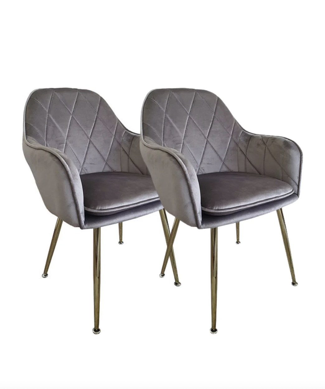 Habita2 Chile - Pack 2 Poltronas Base Dorada Velvet Lux - Gris
